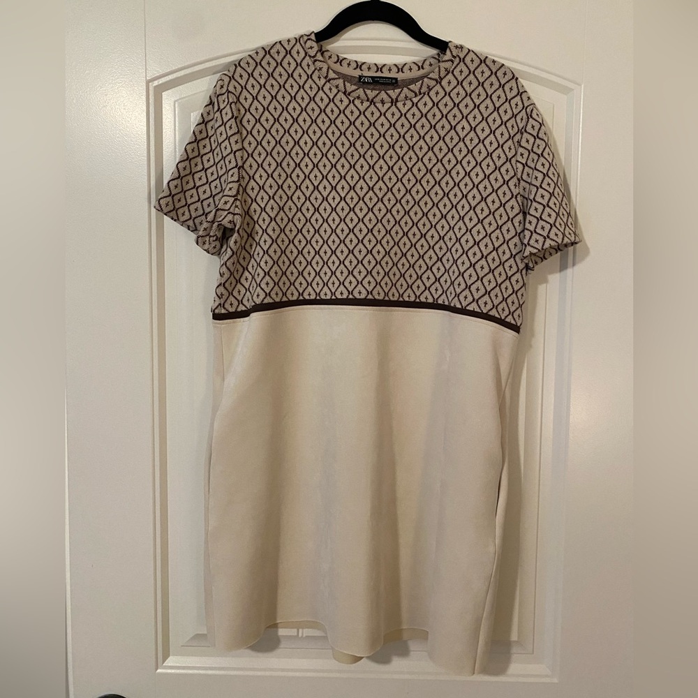 Zara Dress, Brown and Cream, Size M